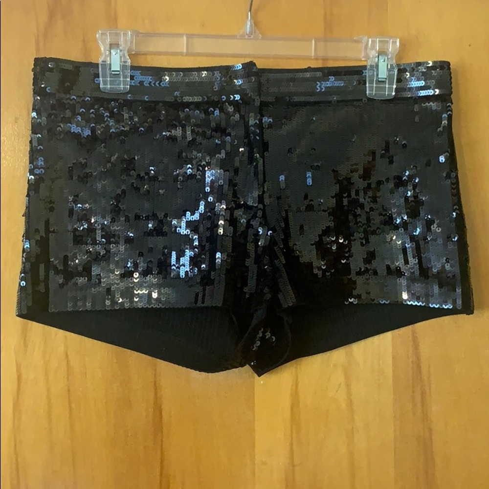 Express black sequin shorts